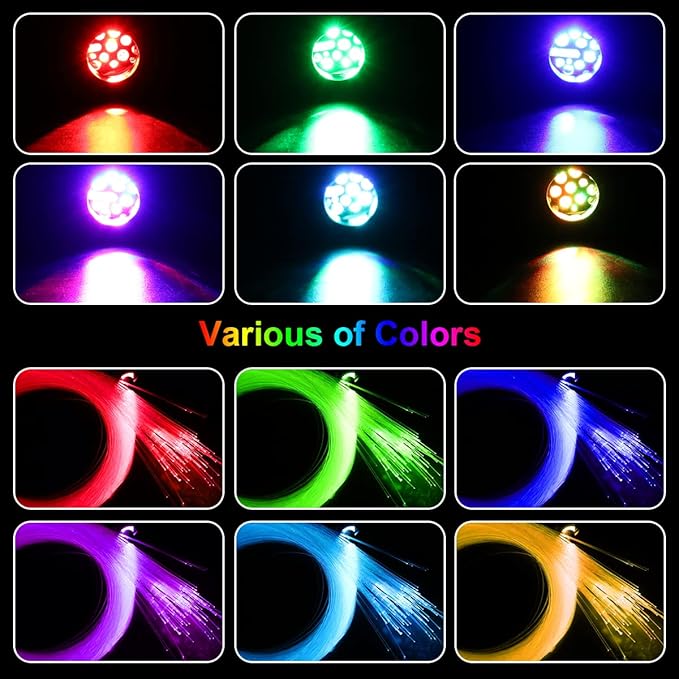 AKEPO Small Size 16W RGBW APP Twinkle Fiber Optic Lights, Music Activated 150pcs 0.03in 6.5ft/2m Optical Fiber Star Ceiling Light Kit for Car Truck Headliner Star/Home