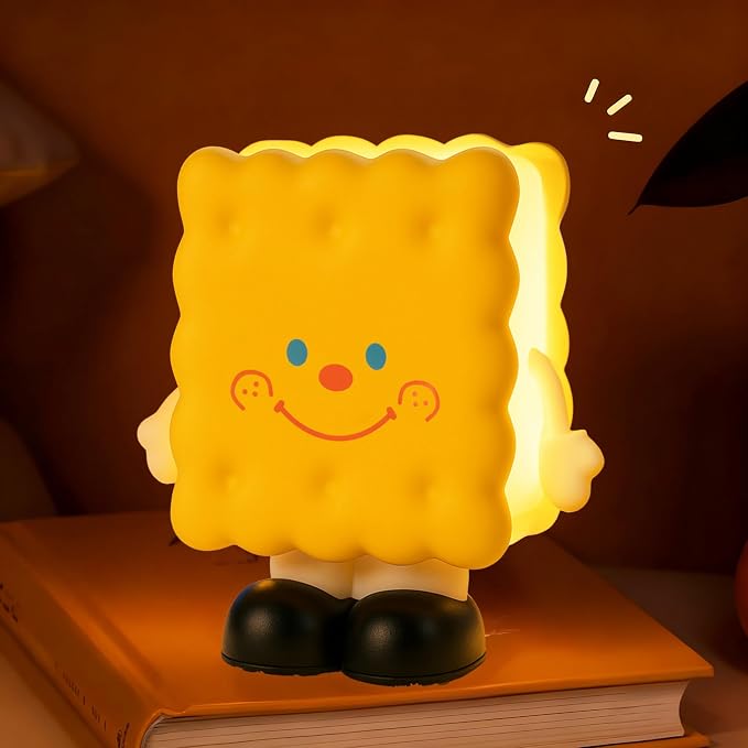 Biscuit Night Light for Kids, Rechargeable Baby Night Lights, Portable Sleep Nightlight, Cute Nursery Lamp, Table Lamps for Bedroom, Office, Birthday Gifts for Baby Teen Adult, Room Decor