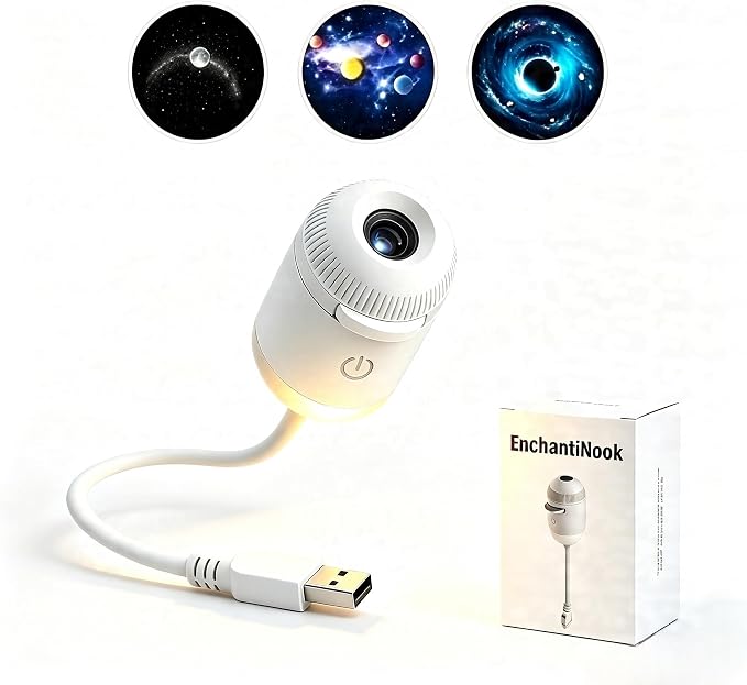 Galaxy Projector Night Light, 2-in-1 Star Projector (3 Films) | Adjustable Brightness, USB Plug & Play Ambient Light for Bedroom Ceiling Wall, Kids Room, Home Decor & Gifts