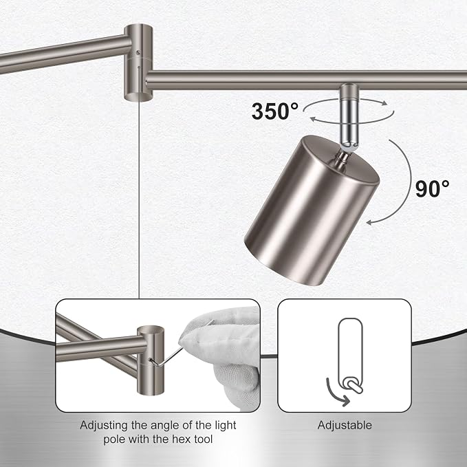 AUQUEE 8 Light Track Lighting Fixtures Ceiling, Brushed Nickel Kichen Track Lighting Fixtures, Rotatable Light Heads, Adjustable Modern LED Track Lights for Kitchen/Hallway, No GU10 Bulb