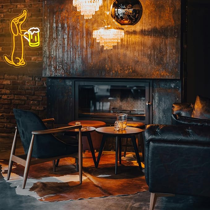Dachshund Neon Sign for Wall Decor Dachshund Drink Beer Light up Sign for Pet Store Cute Dog Neon Lights Beer LED Neon Light for Pet Shop Bar Pub Party Decor Gift for Dog Lover(16.9''*11.4'')