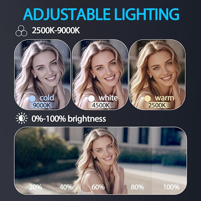 Magnetic Selfie Light for MagSafe iPhone: 3 Light Modes, Rechargeable 360° Rotatable LED Phone Ring Fill Light with Mirror for Photography, Makeup, TikTok, Zoom, Video Conference, White