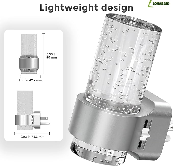 L LOHAS LED Night Lights Plug into Wall, 4 Pack Mini Dimmable Night Light | Dusk-to-Dawn, Soft White/Cool White/Amber 3 Light Color, 0-100LM Adjustable Brightness, Bubble Nightlight for Hallway