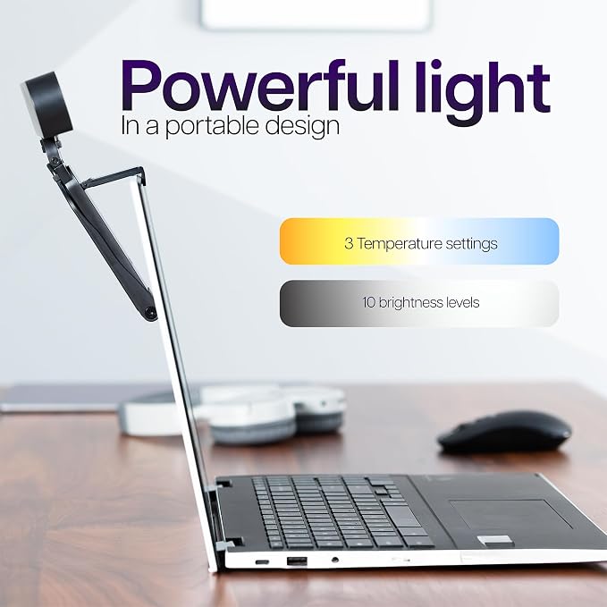 Webcam Light for Streaming on Monitor or Laptop, Freestanding Video Conference Lighting, USB-C Connectivity, Remote Control Included, Black, LF-WL1
