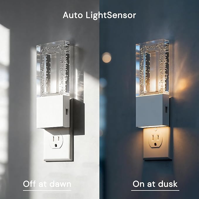 L LOHAS LED Night Light, Foldable Night Lights Plug into Wall 2 Pack | Portable LED Nightlight with Dusk to Dawn Sensor, Dimmable 0-100LM White Nightlights for Travel, Hotel, Bathroom, Hallway