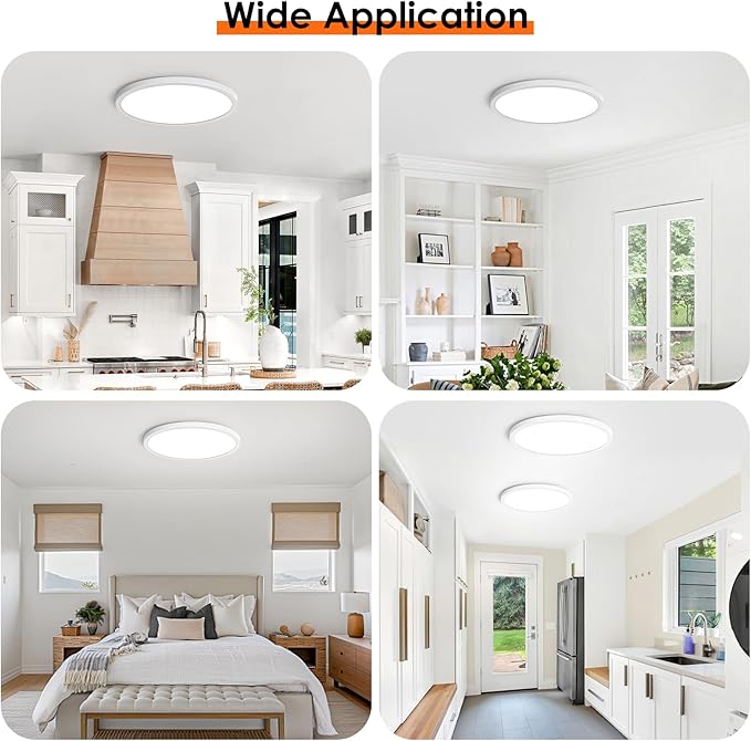 Brightever 12 Ihch 8 Pack Flush Mount Ceiling Lights, 3200LM 28W Dimmable LED Ceiling Light Fixture, 5000K Daylight 0.67 Inch Thickness Bright LED Ceiling Lamps for Bedroom, Kitchen, White