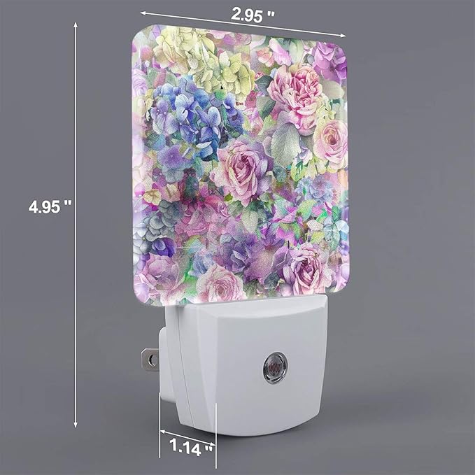 Rose Pink and Blue LED Plug-in Night Lamp 2 Piece Set, Auto Sensor Emergency Romantic Valentine's Nightlights Set of 2 for Bedroom Bathroom Night Stairs Hallway Toilet