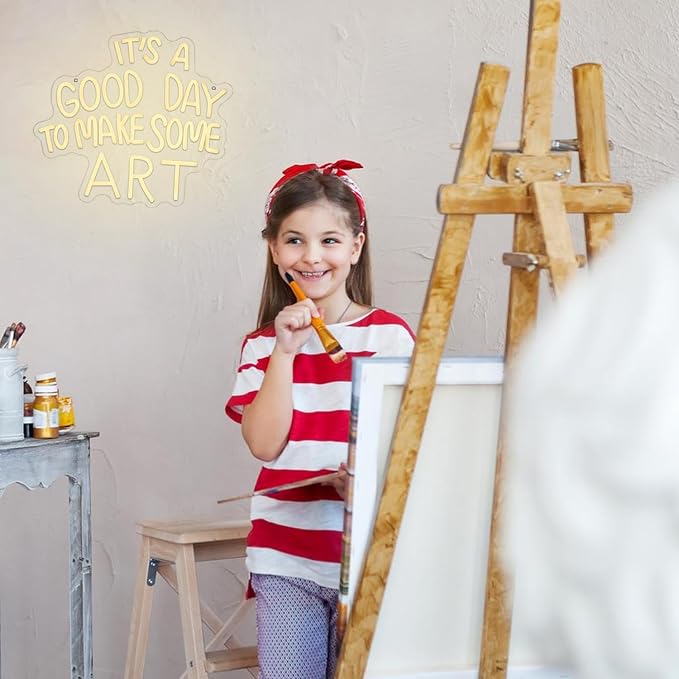 It's A Good Day to Make Some Art Neon Sign for Wall Decor Aristic LED Light Paint Neon Light Sign Classroom Neon Sign Dimmable Warm White Art Letter Neon Light for Bedroom Classroom Home Gallery Studio