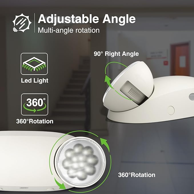 FREELICHT 8 Pack Emergency Lights for Business, Hard Wired, LED Emergency Lights with Battery Backup, 2 Heads Adjustable Commercial Exit Lighting Fixtures, UL 924 Certified