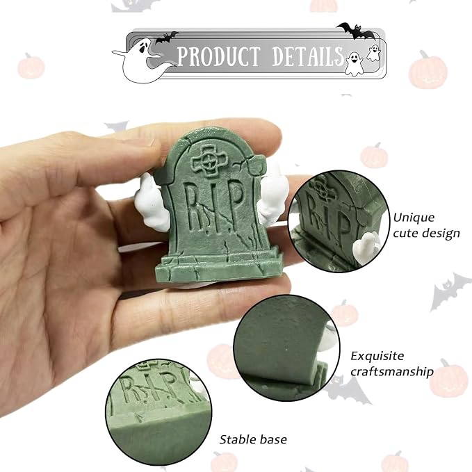 Halloween Mini Tombstones Graveyard Figurine Decorations Spooky Home Desk Ornament Indoor Cute Middle Finger Gestures Figurine Gifts for Halloween Outdoor Indoor Decorations
