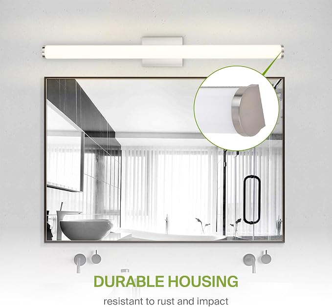 ASD 36" LED Linear Vanity Light Fixture, Modern Bathroom Sconce — 3 Color 3000K-5000K, Dimmable, 30W 2100LM, Energy Star & ETL Listed — Over Mirror Makeup Slim Bar for Bedroom, Cabinets — Nickel