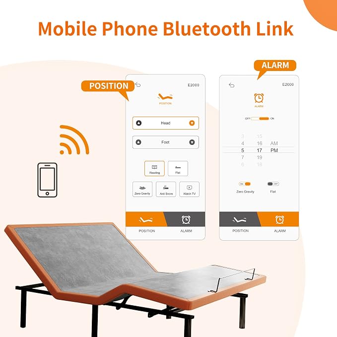 ESHINE 12" Hybrid Mattress King(Medium) + Adjustable Bed Frame - Luxury Gel Memory Foam, Upholstered Bed Base with Massage, Wireless Remote, USB, Under Bed Night Light, Head and Foot Incline