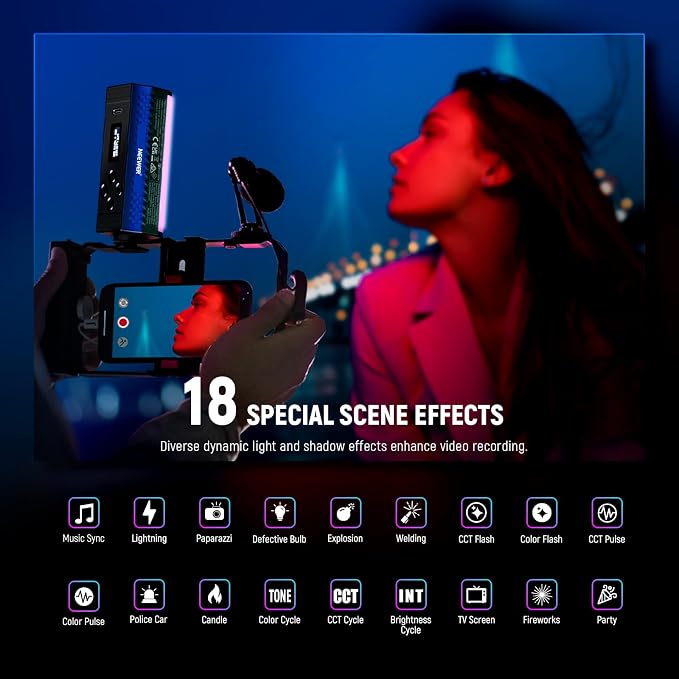 NEEWER 3PCS Pro Magnetic Handheld Light Wands, APP DMX Control/Custom Effects/Light Group, 360° Full RGB, 2600mAh 2500-10000K Dimmable CRI97 17 Scenes, Video Recording Photography LED Lighting, TL98C