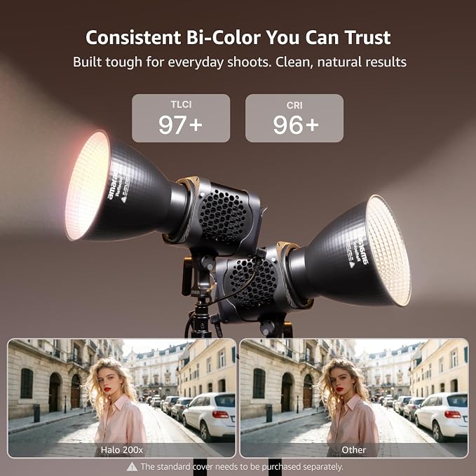 amaran Halo 200x Compact 200W Bi-Color COB Light,LED Studio Light | Bowens Mount 2,700K - 6,500K,9 Lighting FX Continuous Lighting for Photography Recording Streaming APP Control