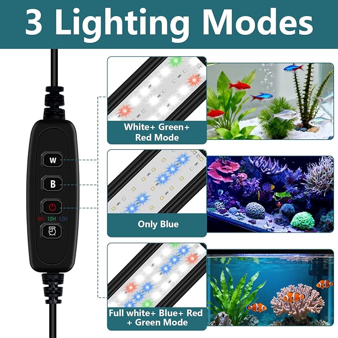 Uncle Yang LED Aquarium Light for 12 to 18 Inch Aquarium LED Light 6W | Auto On Off with Timer Adjustable Brightness Memory Function with Extendable Bracket for Planted Tank