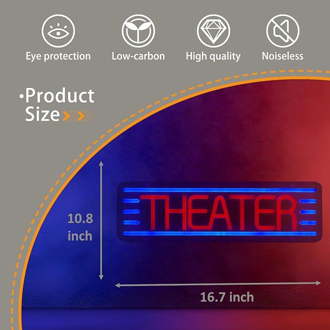 Movie Theater Neon Signs,Theater Neon Lights for Home Theater, Theater Party Decorations, Neon Sign for Theaters,Gatherings with Friends