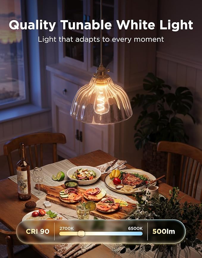 Govee Edison Bulbs, Smart Vintage Light Bulbs, RGB Color Changing and Tunable White, Compatible with Matter, Alexa & Google Assistant, LED Filament Bulb, ST19(58), E26 Base for Kitchen Island, 4 Pack