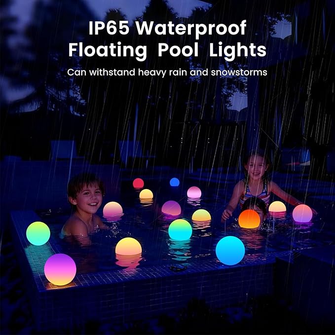 LOFTEK 3-inch Smart Sphere Night Light, Rechargeable LED Ball Lights, 16 RGB Color Change Mood Lighting, Waterproof Ambient Light for Home Bedroom Patio Pool Bathtub Decorative Lighting, 4 Pack