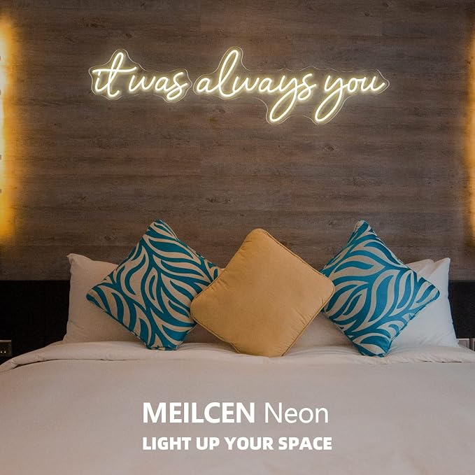 Large 36" Neon Sign 'it was always you' Neon Night with Dimmable Wall Decor | Bedroom Living Room Bar Party Club Wedding Girls Birthday Wall Light Decor Reusable Warm White