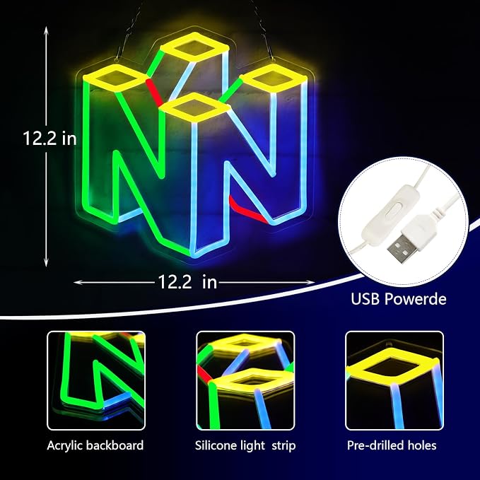 WonderfulLife Game Neon Sign for Gamer Zone Decor,Led Lights for Man Cave Bar or Bedroom Decoration.5V USB Powered,Easy Hanging.