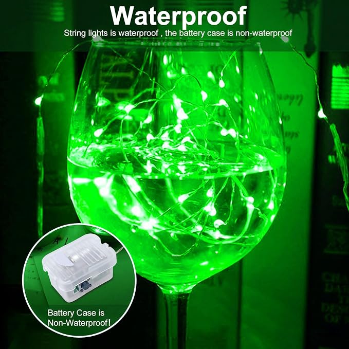 AIKEI 12 Pack LED Fairy Lights Battery Operated, String Lights Waterproof 7 Feet 20 Led Firefly Starry Lights for Wedding Party Bedroom Garden Christmas Decoration (Green, 12 Pack)