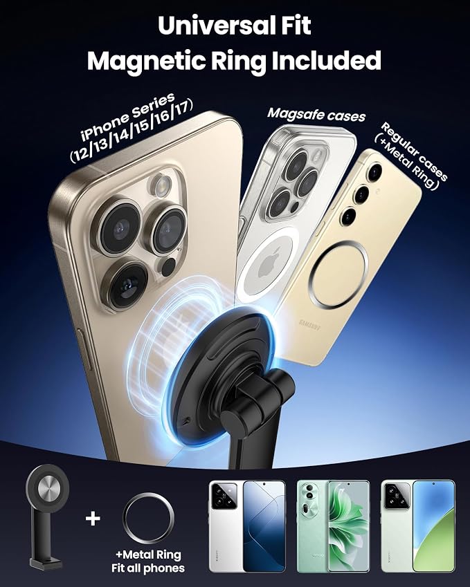 Magnetic Ring Light with Stand Tripod for iPhone – Evershop 10” Overhead Camera Mount, 70.8” Tall Adjustable Selfie Light with Phone Holder for Video Recording, Photography, Streaming