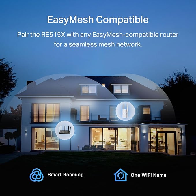 TP-Link RE515X AX1500 WiFi 6 Range Extender w/Ethernet Port | 1.5G Dual-Band Wireless Repeater Amplifier | Up to 1800 Sq. Ft., 64 Devices | Internet Signal Booster | APP Setup | EasyMesh Compatible