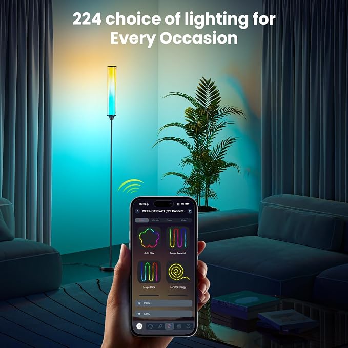 FRIDEKO HOME RGBCW Standing Lamp, Modern Floor Lamp with App & Remote Control,1500lm LED Corner Lamp with Music Sync and 16 Million DIY Colors for Bedroom Living Room