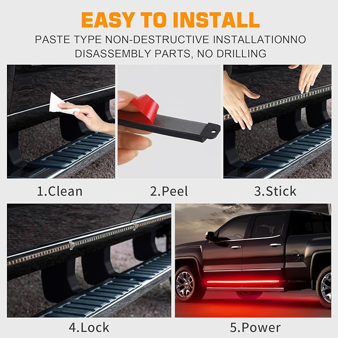 2 Pack 70-inch Truck Red Running Board Emergency Lights Strip | 864 LED Strobe Lights Flashing Warning Hazard Safety Light Strips for Vehicles Trucks Pickup