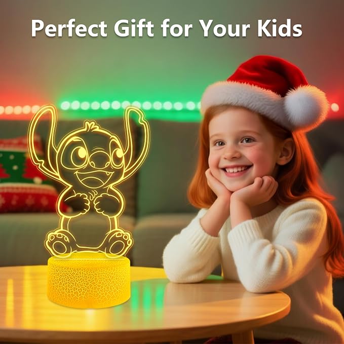 3D Night Light, 16 Colors Change, Dim Control, Party Favors Gifts for Kids | Room Decor Lamp for Kids with Cartoon Design, 3D Illusion LED Light Christmas Birthday Gift for boys