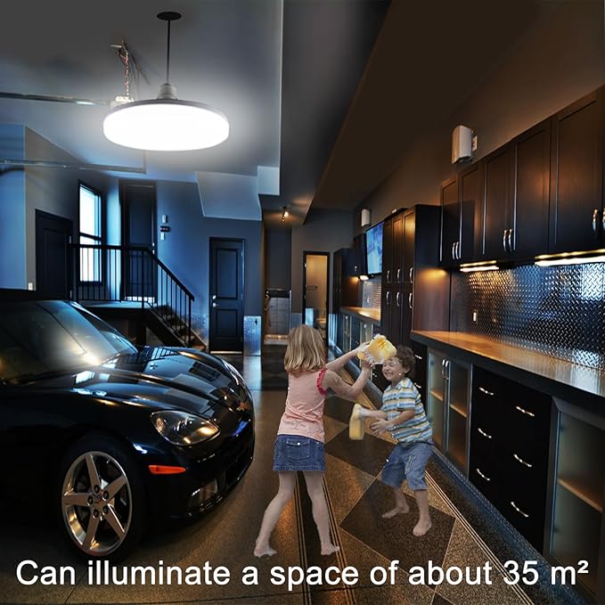 NCBCNB E27 UFO Garage Light Bulbs 260W Equivalent Efficient 40W 7Inch 3000LM, LED Light Bulbs, 6500K Daylight White Light E27/26 Standard Base, 50000 Hours Lifespan for Hallway Bedroom Home Garage