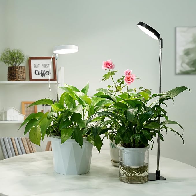 Grow Lights for Indoor Plants Full Spectrum, 48 LEDs Plant Light for Indoor Plants with 2 Mounting Options, 3 Optional Spectrums, 3/9/12Hrs, 10 Brightness, 7"-26" Height Adjustable (White)