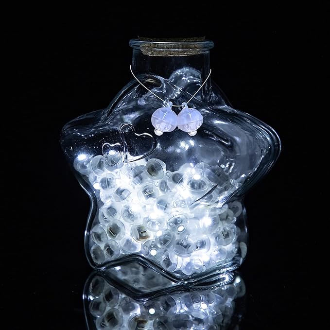 Aogist 100 Pcs White Balloon Light with Loop for Hanging, Easter Egg Mini Ball Lights LED Drinks Lights Mini Round Tiny Light for Paper Lanterns Vases Birthday Party Event Wedding Decoration