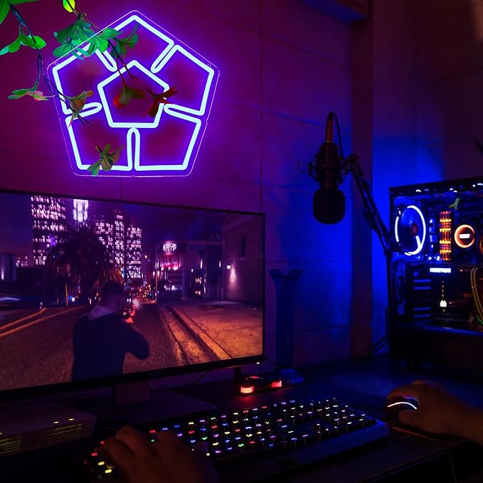AHlove Lock Neon Sign for Wall Decor，LED Neon Lights for Game Room、Man Cave，Birthday、Christmas Gifts for Teen Boys and Girls