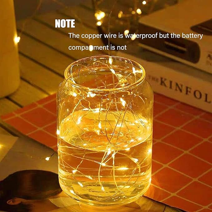 24 Packs Fairy Lights Battery Operated LED String Light 10.2FT 30LEDs Waterproof Copper Wire Firefly Light Mini Starry Moon Light for DIY Crafts Wedding Table Party Bedroom Christmas deco(Warm White)