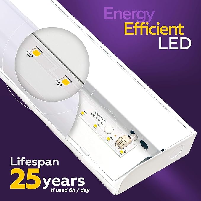 6 Pack Hardwired LED Under Cabinet Lighting - 16 Watt, 24", Dimmable, UnderCRI>90, 3000K (Warm White), Wide Body, Long Lasting Metal Base with Frost Lens