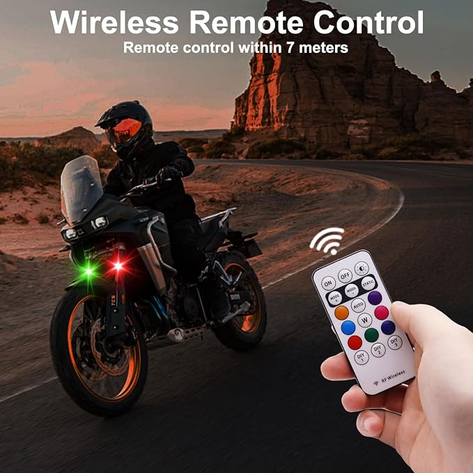 4PCS Wireless LED Strobe Lights with Remote Control, 8 Colors USB Charging Waterproof Anti-Collision Led Emergency Warning Lights for Car Motorcycle Drone Aircraft Bike