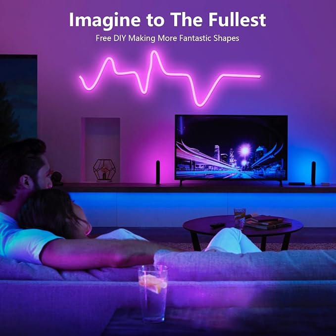 6.56FT RGB Neon Light Strip, 5V USB Led Strip Lights with Touch Controller, Flexible Neon Rope Lights for Bedroom, Party, Home Decor