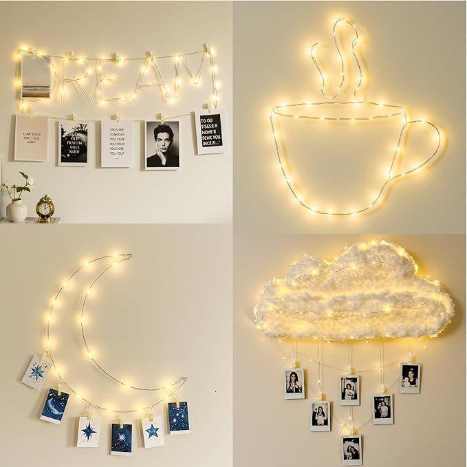 Photo Clip String Lights 33FT 100 LED Fairy Lights Bedroom Dorm | 45 clear clips, remote, USB and battery powered design. Perfect for bedroom, dorm, party and memory wall decor