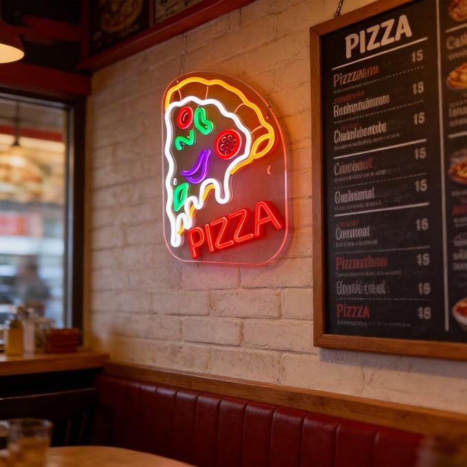 Pizza Neon Sign - Dimmable LED Light & Wall Decor for Restaurant, Shop, Truck & Party | Gift for Pizza Lovers, Men & Women (17x13")