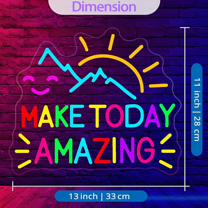 Neon Sign for Classroom, LED Motivational Wall Decor for Back to School | Make Today Amazing Neon Sign, Colorful Light Up Signs for Classroom, Kids Bedroom, Learning Space Inspirational Wall Decor