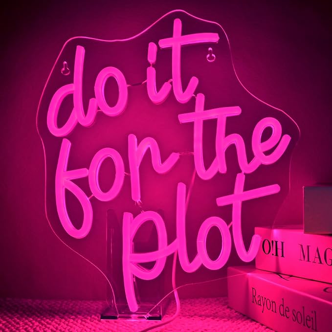 Do It for Plot Neon Light Dimmable LED Neon Sign for Wall Decor USB Powered Light Up Signs Pink LED Light for Drama Lover Party Gift Bedroom Movie Night