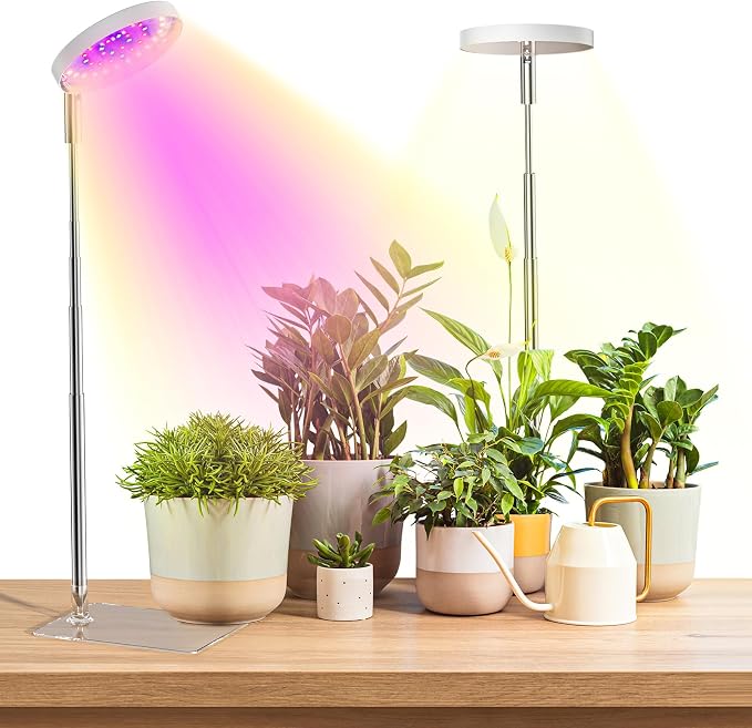 Grow Lights for Indoor Plants Full Spectrum, 48 LEDs Plant Light for Indoor Plants with 2 Mounting Options, 3 Optional Spectrums, 3/9/12Hrs, 10 Brightness, 2 Packs (White)