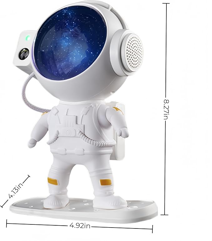 White Noise Astronaut Aurora Galaxy Projector — 360° Rotating Star & Moon Night Light with Sleep Timer, Music Sync, Remote Control, Calming LED Mood Lamp for Bedroom, Kids' Room, Nursery