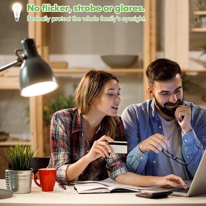 LED Light Bulbs, 100 Watt Equivalent A19 LED Bulbs, 13W 4000K Neutral White 1500 Lumens Non-Dimmable Bright E26 Edison Medium Screw Bulbs for Home Bedroom Kitchen Living Room Office Lamp, 10-Pack
