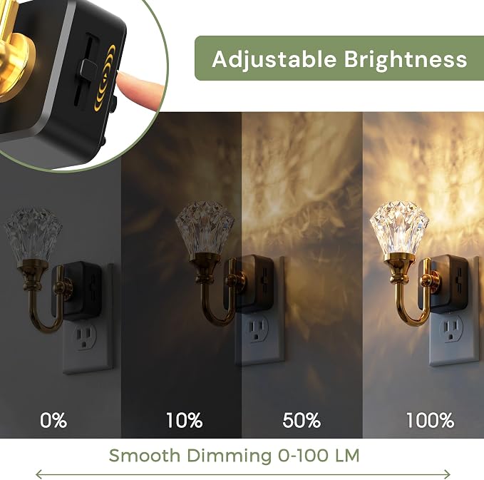 L LOHAS LED Night Lights Plug into Wall, 3000K Soft Warm Night Light | 2 Pack Decor Floral Night Lights,Auto Sensor,0-100LM Adjustable,Rotatable Plug in Nightlight for Bedroom,Nursery,Hallway,Gift