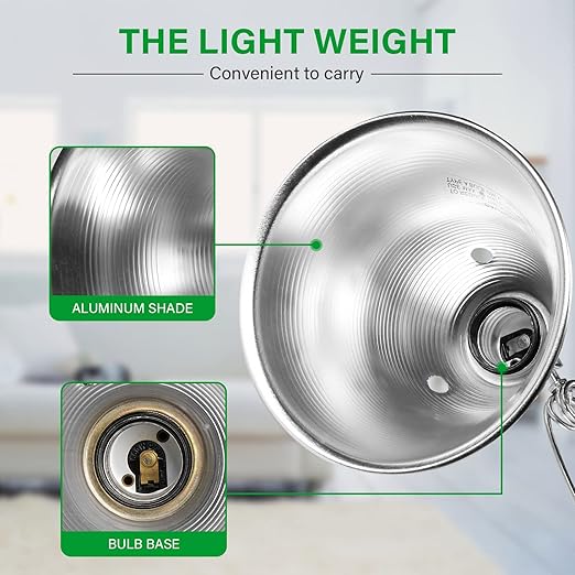 Simple Deluxe Clamp Lamp Light Socket with 5.5 Inch Aluminum Reflector, Suit for Max 60 Watt Lamp (No Bulb Included) with 18/2-Gauge 6 Feet Cord, 6-Pack
