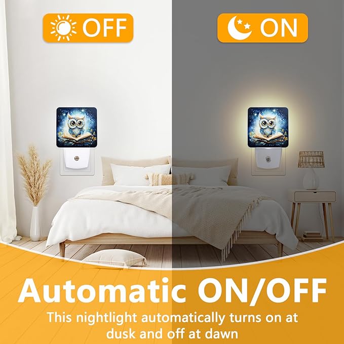 Owl Night Light, Plug-into Cartoon Animals Nightlight White LED Lamp, Energy Efficient Decor Desk Lamp for Bedroom Hallway Stairs Bathroom