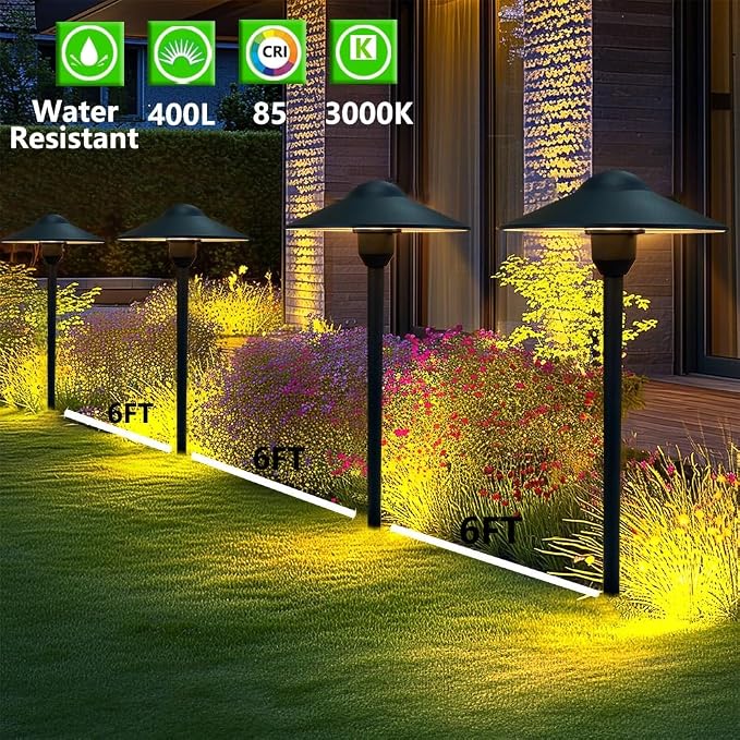 Low Voltage Path Lights Aluminum Pathway Lights Driveway Light | Walkway Sidewalk Driveway,Replaceable 3W G4 LED Bulb Warm White Textured Black Finish Pack of 2