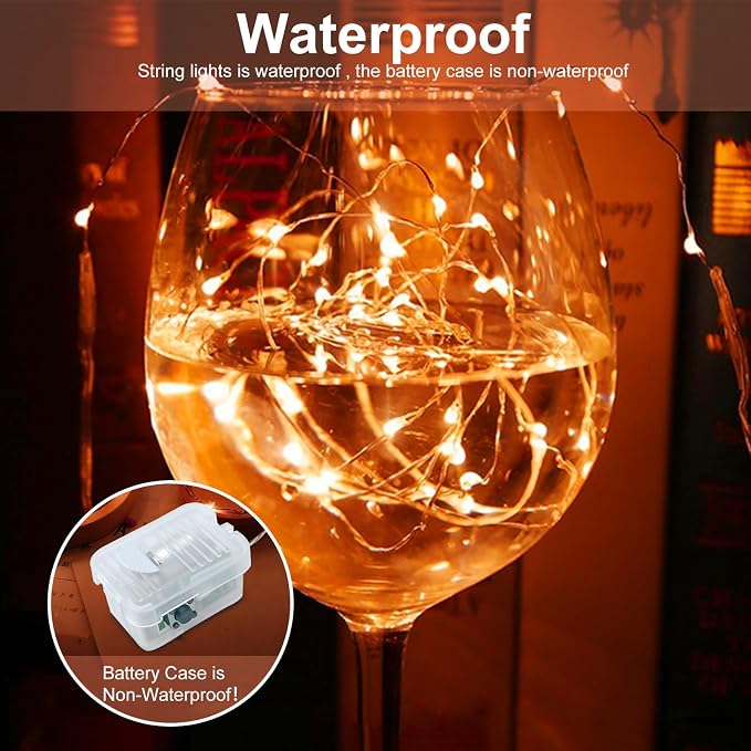 AIKEI 6 Pack LED Fairy Lights Battery Operated, Mini String Lights Waterproof 7ft 20 Led Firefly Starry Lights for Wedding Party Bedroom Garden Christmas Decoration Orange